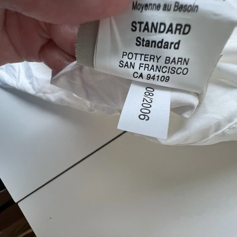 Pottery Barn  Double Piping Cotton STANDARD Pillow Sham WHITE